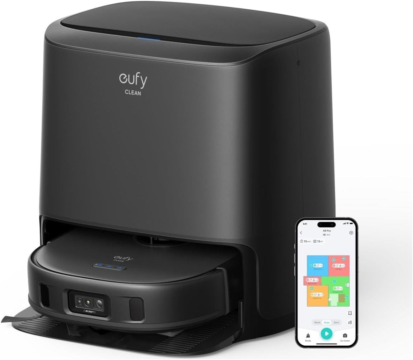 EUFY Clean X9 Pro Robot Cleaner cu mop si statie de curatare 5500 PA Power de aspiratie 2 MOP -uri rotative curatare automata a MOP