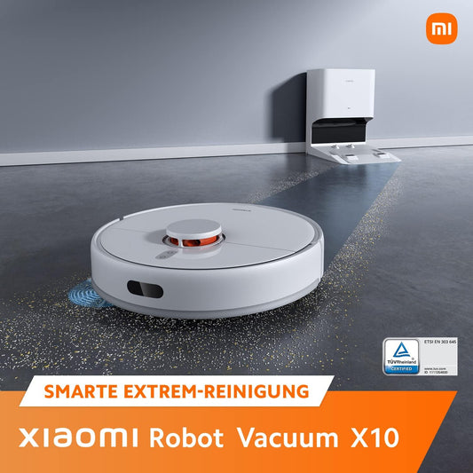Aspirator de robot Xiaomi X10 cu statie de aspiratie automata si functie de stergere 4000 PA pana la 180 min timp de rulare 25 L pungi de praf navigatie cu laser par pentru animale de companie covoare