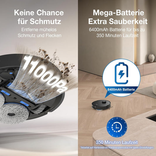 ECOVACS DEEBOT T30S Pro Robot Cleaner cu functie de stergere 11000 PA tehnologie Zerotangle 70  C Wiping Water Wip Wiping la spalare Truedge TM Edge Wiping 6400 mAh Battery AI Evitarea obstacolelor AI