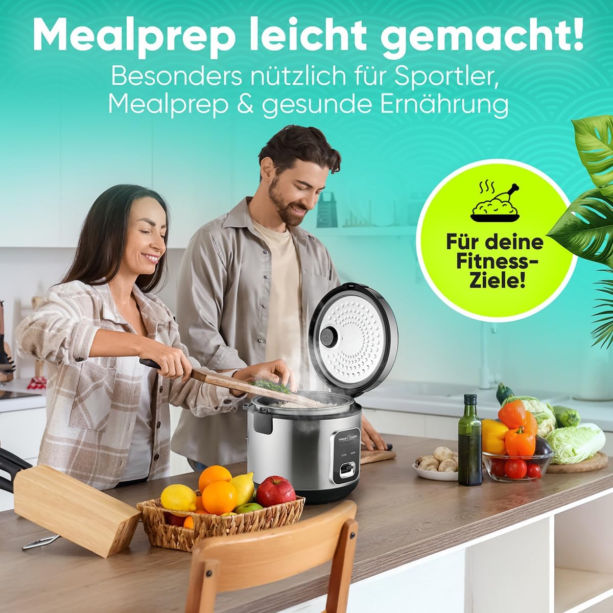 Aragaz de orez Proficook pentru orez de 3 kg  Pregatirea rapida fara ardere  Functie de incalzire  Include masurarea cupei si a lingurii de orez  Calea de orez cu non-stick  Aparat de orez cu abur  PC RK 1285