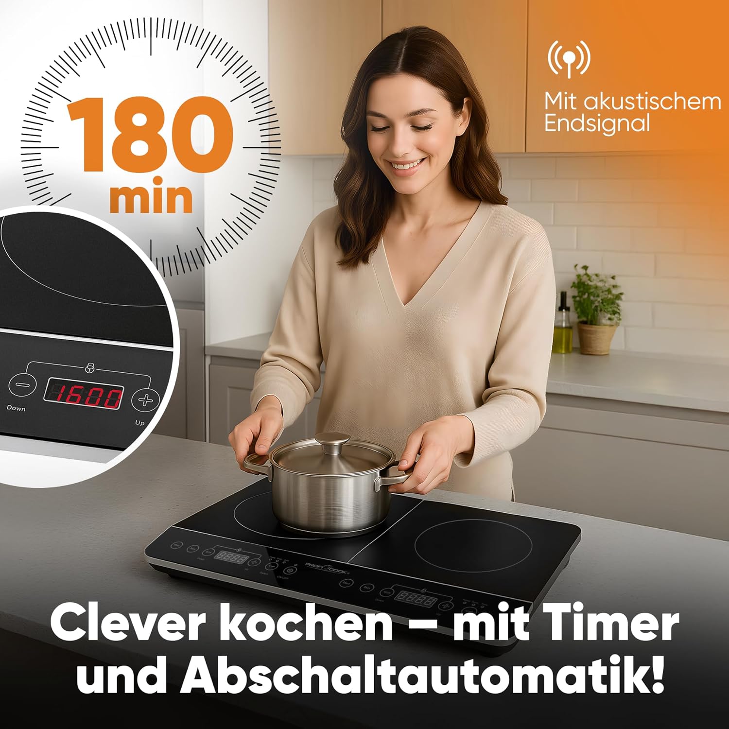 Plac de inductie Proficook 2 placi fierbinte in secunde 10 niveluri cronometru pana la 240  C plita cu inductie dubla 2 placi plita de inductie PC DKI 1067