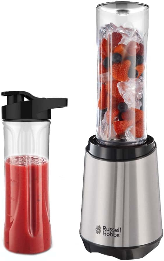 Russell Hobbs mixer-producator si producator de smoothie pentru a merge 23500 rpm motor de putere incl Container de amestec 2x 600ml fara BPA masina de spalat vase si break-rezistent incl Decker Shooter otel inoxidabil 23470-56