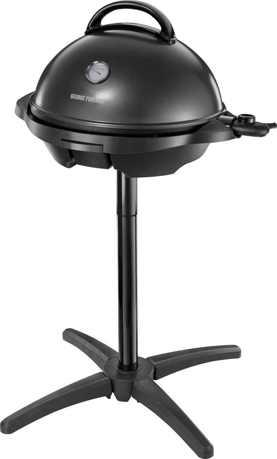 George Foreman Grill 2in1 Elektrogill Castigator al testului Stand Grill  Table Grill interior si exterior balcon si bucatarie 445cm afisare la temperatura Fattopfing 2400W Kugelgrill 22460-56 negru