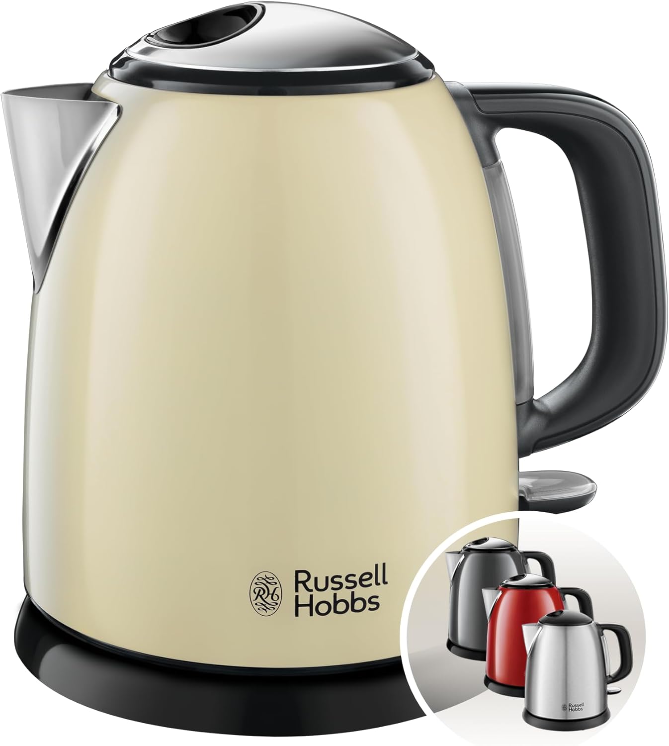 Russell Hobbs Kettle 10L Culoare Cream din otel inoxidabil 2400W functie de gatit rapid filtru de var detasabil indicator extern la nivel de apa Kocher de calatorie mica CAZA 24994-70