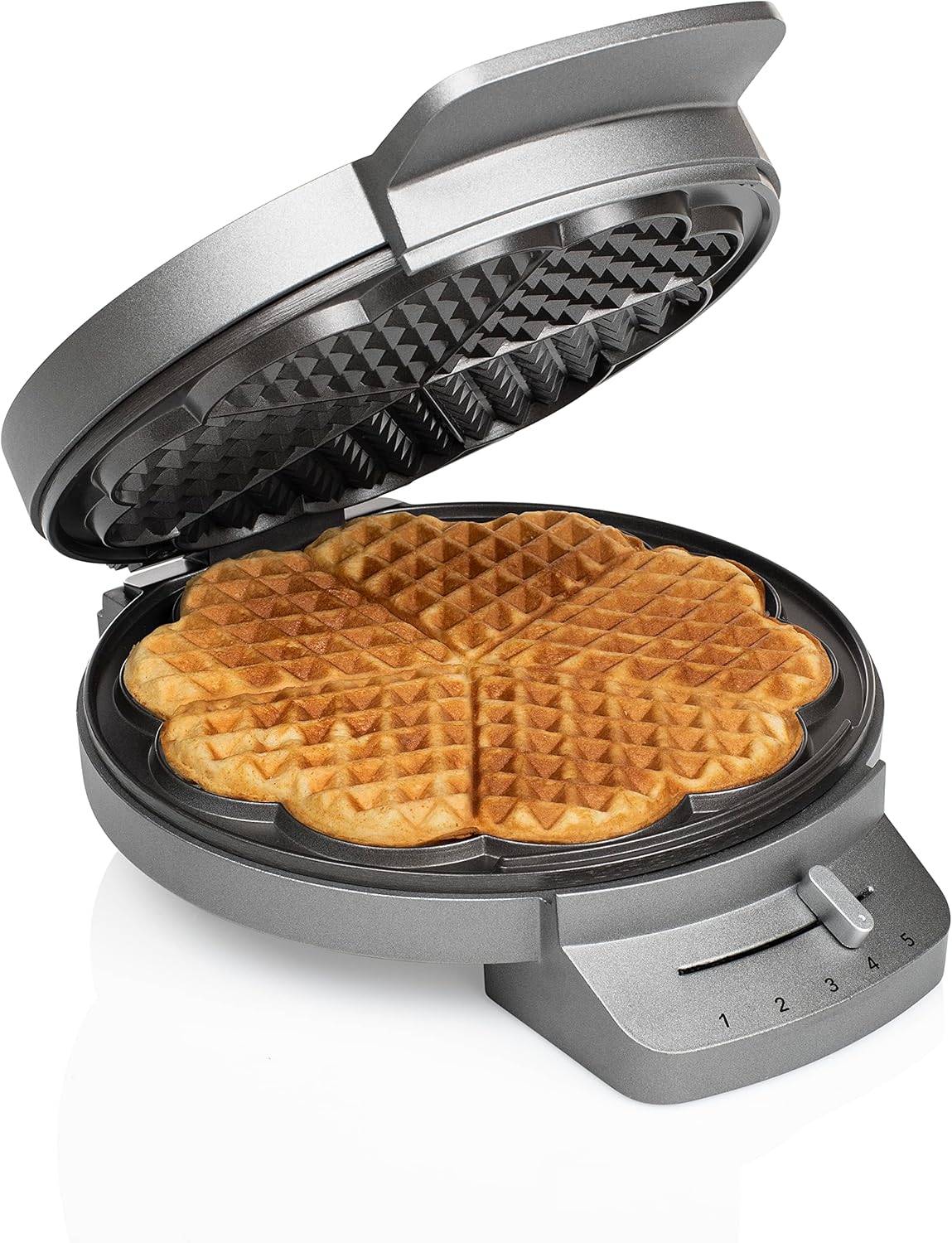 Printesa Waffleisen 132380 cu o forma de teava de inima 1200 wati 085 m lungime de cablu 5 niveluri de incalzire cu lumina de control