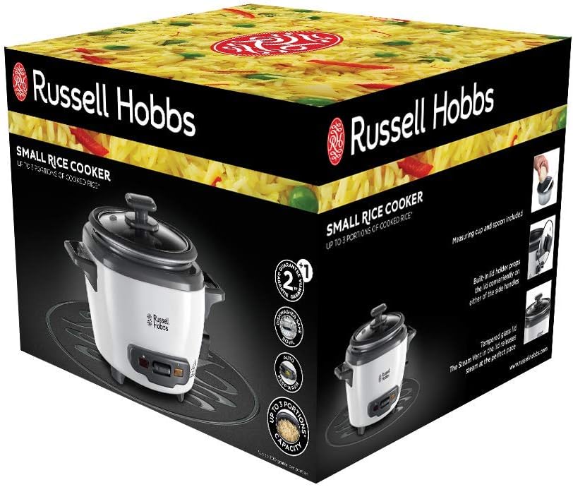 Russell Hobbs Reiskocher Mini Small 04L functie de detinere oala de gradina antiaderenta lingura de orez si ceasca de masurare ideala de asemenea pentru quinoa si cuscus incalzire de orez 27020-56