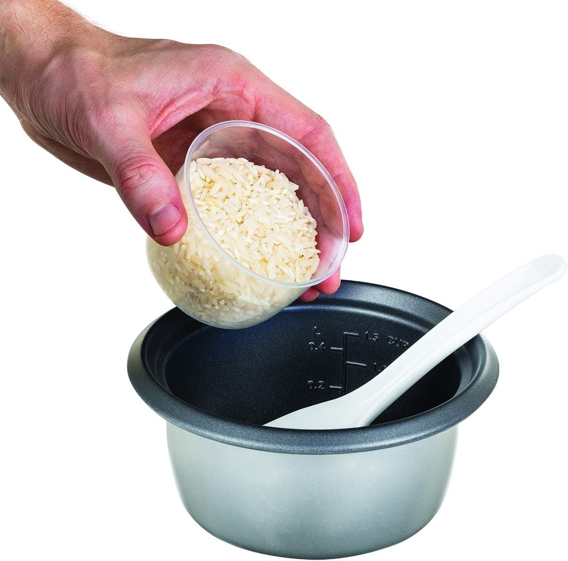 Russell Hobbs Reiskocher Mini Small 04L functie de detinere oala de gradina antiaderenta lingura de orez si ceasca de masurare ideala de asemenea pentru quinoa si cuscus incalzire de orez 27020-56
