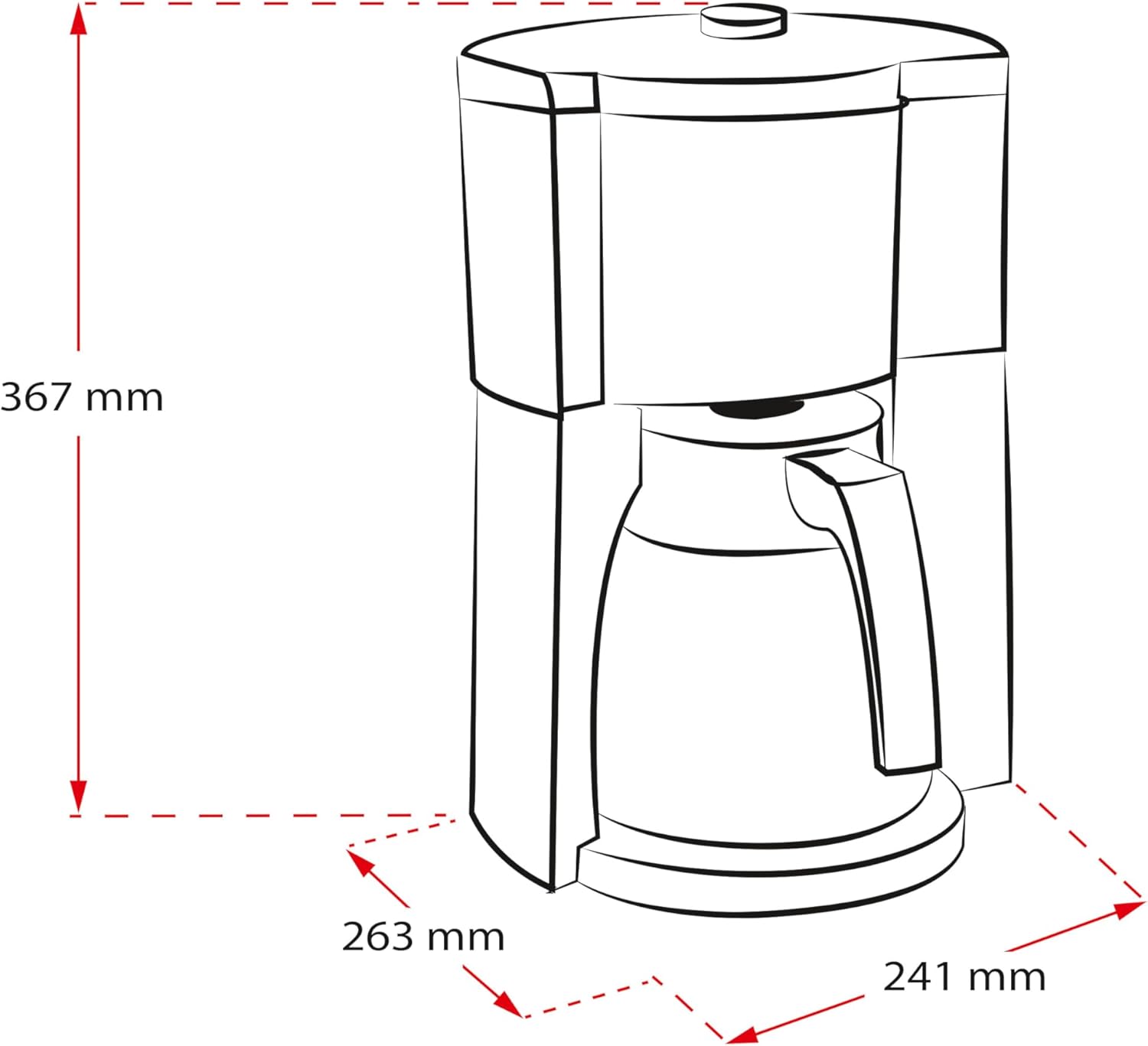 Melitta Look Timer - Filtru Coffee Machine - Macara termica - Functie de cronometru - Stop Drip - 10 cani - Negru 1025-18