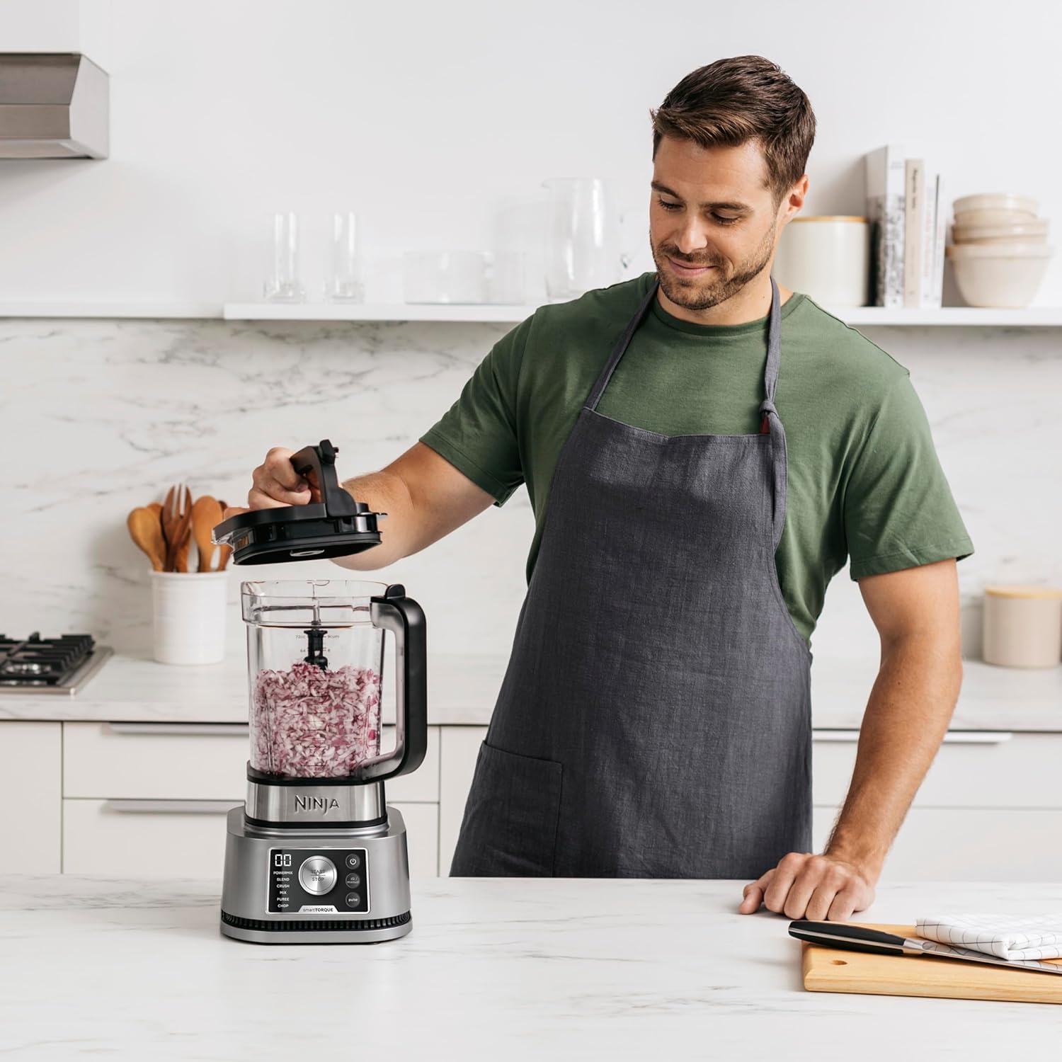 Ninja Foodi Power Nutri Blender 3-in-1 amestecati boluri de smoothie spread-uri groase si bauturi congelate programe automate 21L CAN 700 ml Cup si 400 ml cu paleta de putere 1200W argint CB350EU