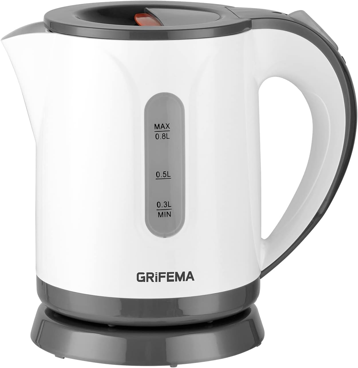 Grifema Kettle Small 08L 1100W - Maker de ceai electric cu filtru de calcar chei linistit rapid ceainic BPA -Free Oprirea automata a lui Kettle de calatorie protectie supraincalzita alb