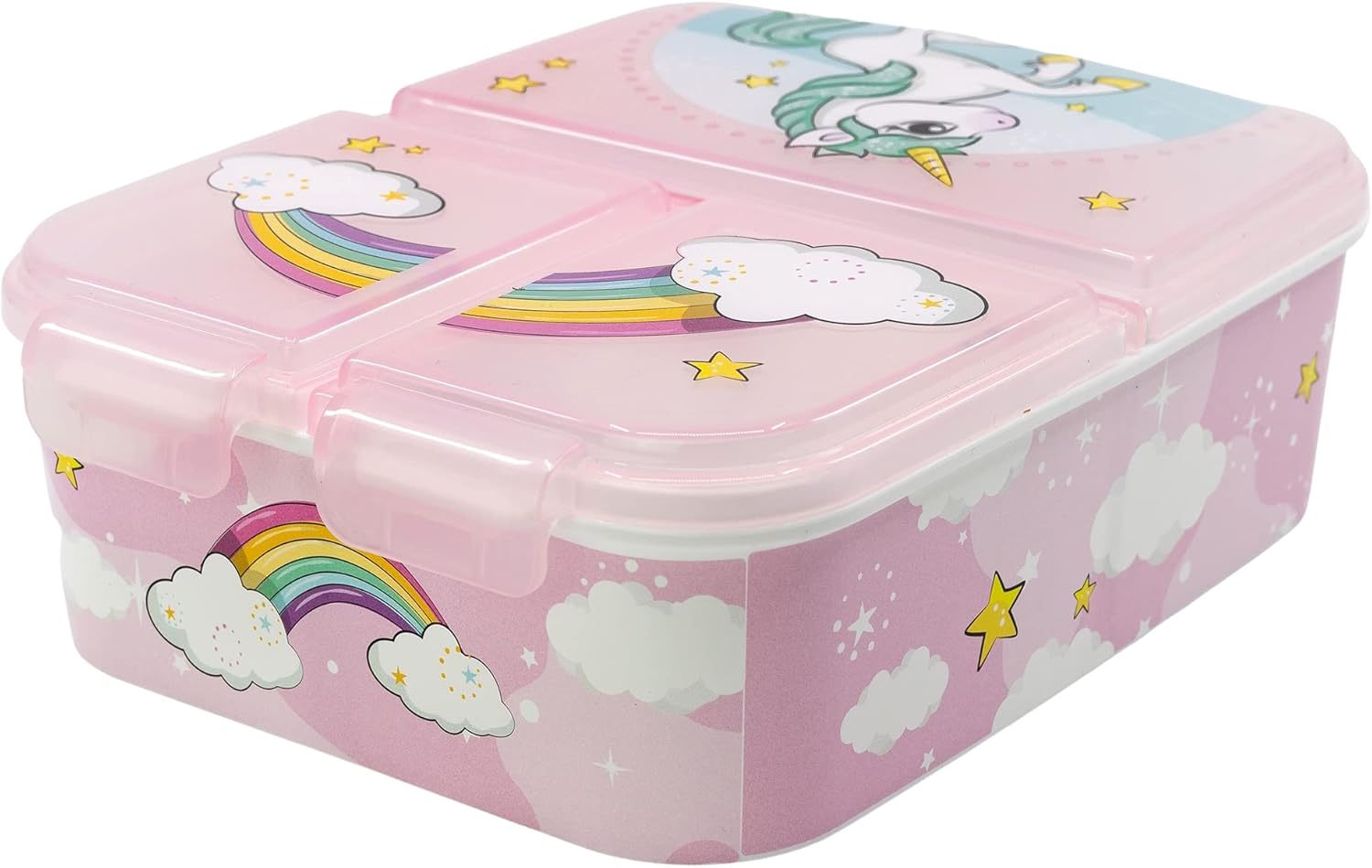 Unicorni de la Stor - Rainbow  Cutie sandwich cu 3 compartimente pentru copii de pranz pentru copii-copii cutia de pranz decorate de suport pentru suport