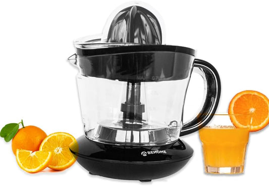 Behome Electric Lemon Press Capacitate de iesire cu suc ridicat 700ml  Apasati portocaliu 2 Directii de rotatie 2 conuri conuri duble pentru prese portocalii cu suc electric Presa otel inoxidabil negru