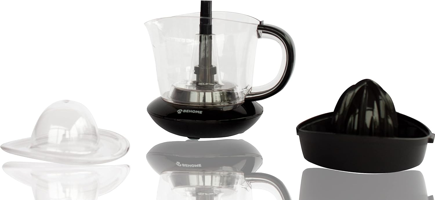 Behome Electric Lemon Press Capacitate de iesire cu suc ridicat 700ml  Apasati portocaliu 2 Directii de rotatie 2 conuri conuri duble pentru prese portocalii cu suc electric Presa otel inoxidabil negru