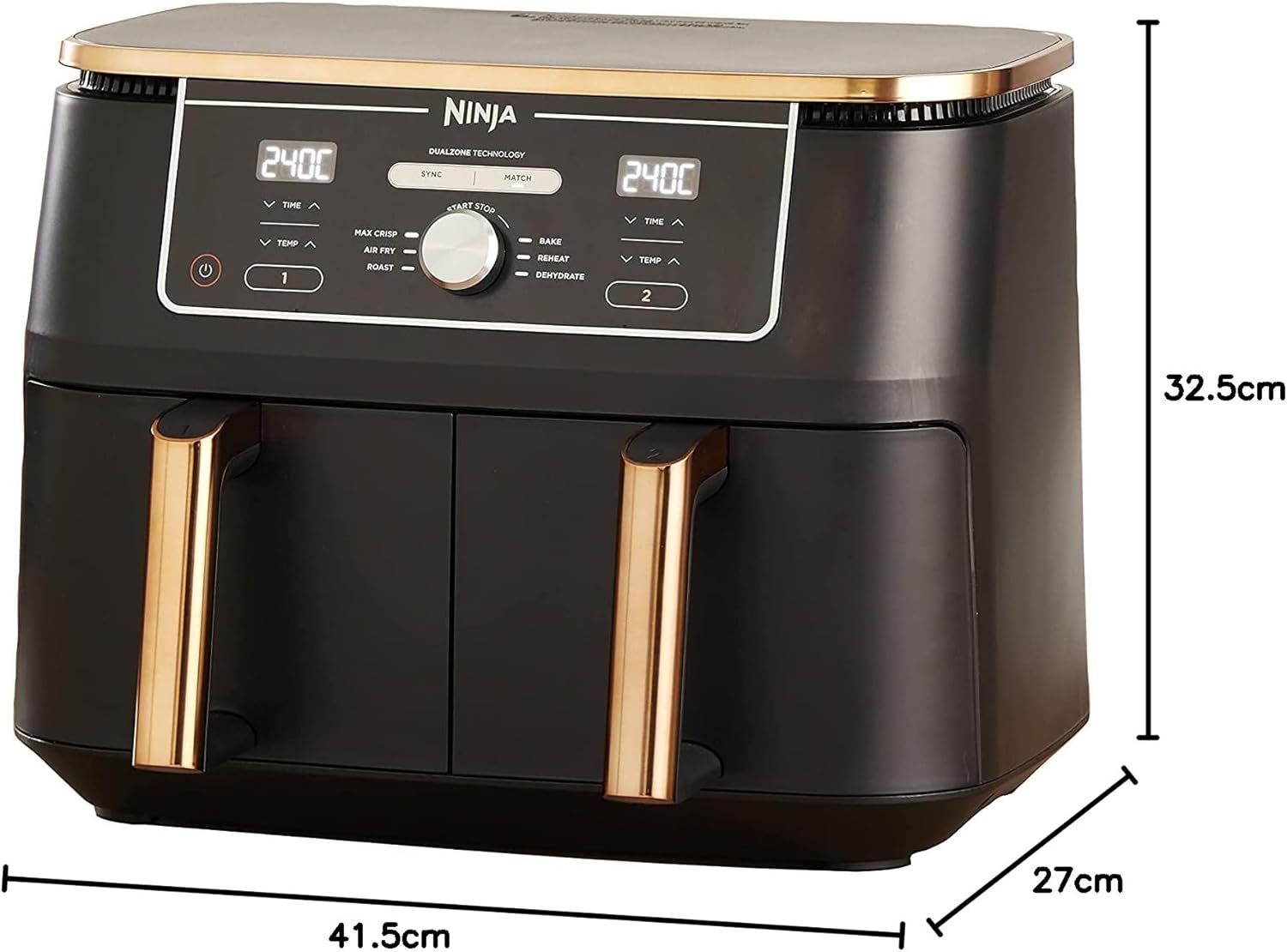 Ninja Foodi Max Zone Dual Fryer Hot Air 95L Airfryer 2 compartimente cu cleste acoperire antiaderenta cos rezistent la masina de spalat vase 6-in-1 Amazon exclusiv cuprunegru AF400EUCP