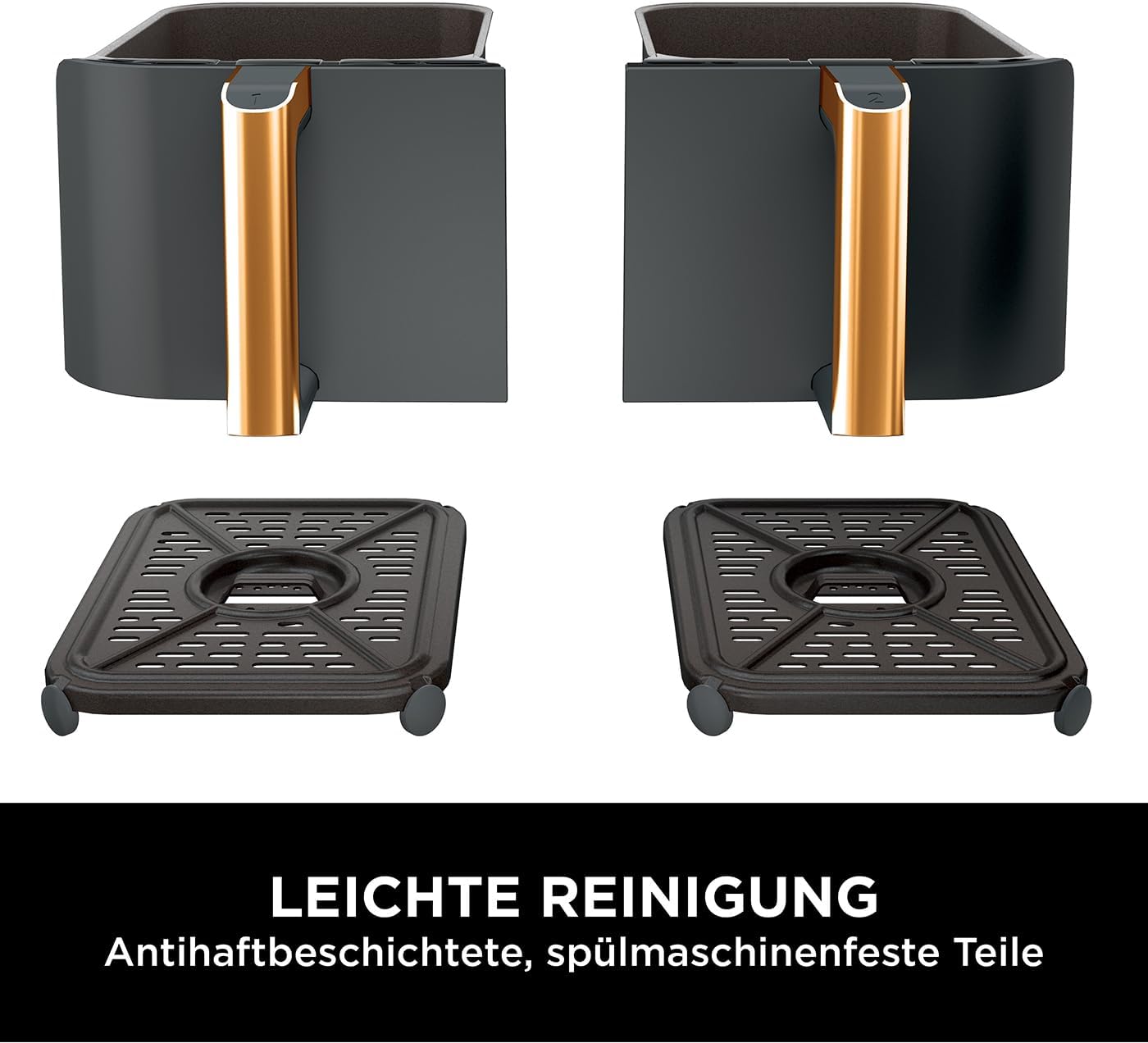 Ninja Foodi Max Zone Dual Fryer Hot Air 95L Airfryer 2 compartimente cu cleste acoperire antiaderenta cos rezistent la masina de spalat vase 6-in-1 Amazon exclusiv cuprunegru AF400EUCP