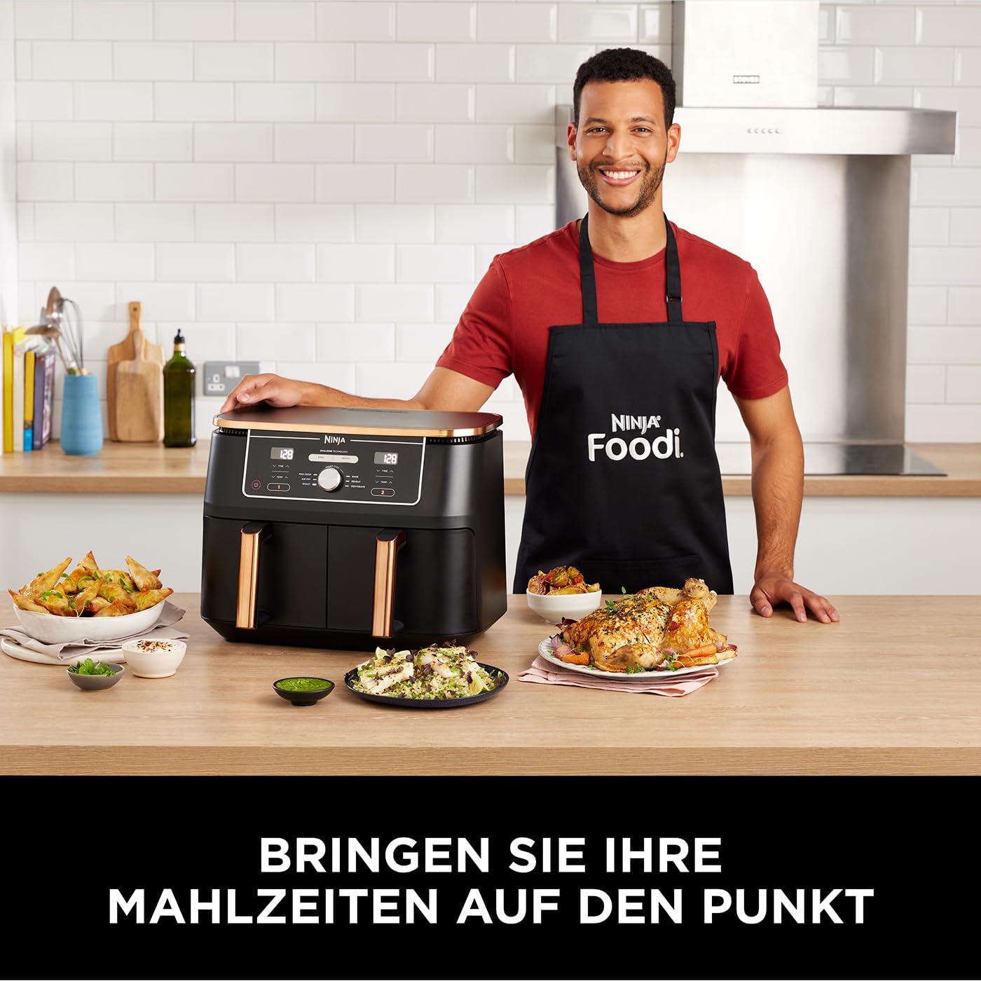 Ninja Foodi Max Zone Dual Fryer Hot Air 95L Airfryer 2 compartimente cu cleste acoperire antiaderenta cos rezistent la masina de spalat vase 6-in-1 Amazon exclusiv cuprunegru AF400EUCP