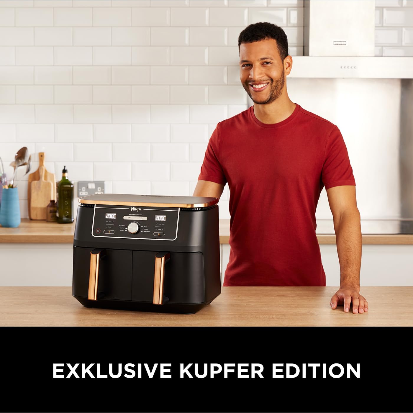 Ninja Foodi Max Zone Dual Fryer Hot Air 95L Airfryer 2 compartimente cu cleste acoperire antiaderenta cos rezistent la masina de spalat vase 6-in-1 Amazon exclusiv cuprunegru AF400EUCP