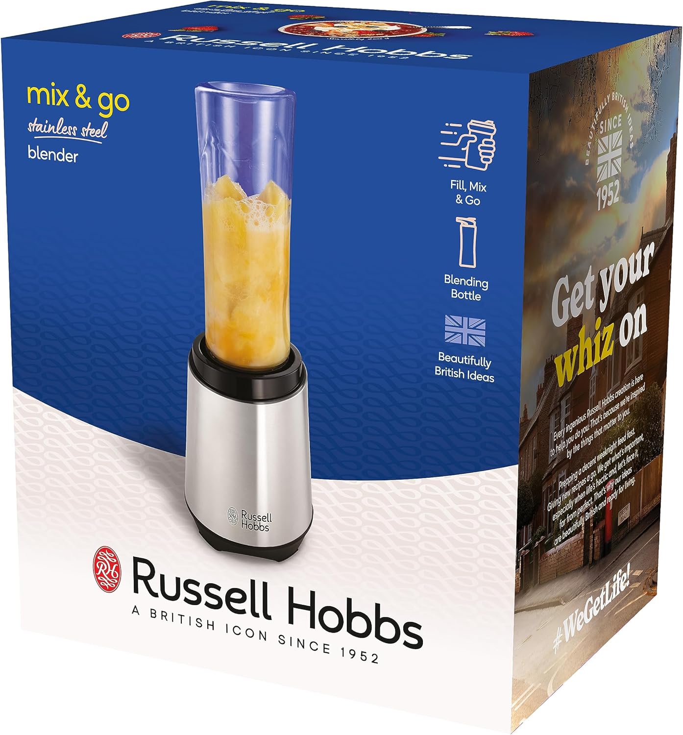 Russell Hobbs Mixer-Litmier si Smoothie Maker pentru a merge 23500 rpm motor de putere incl Recipientul de amestec 1x 600ml BPA fara BPA masina de spalat vase si break-rezistent incl Decker Shooter otel inoxidabil 23472-56