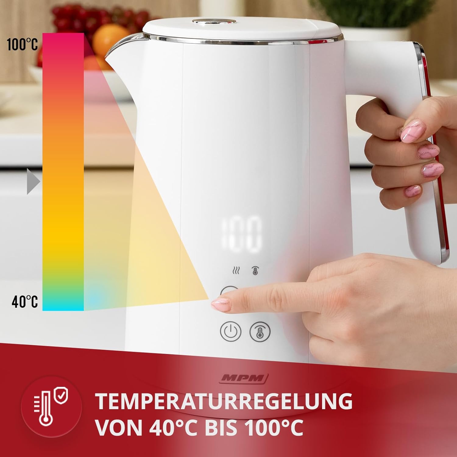 MPM MCZ-120 KOCHER 15L cu design dublu perete control temperatura 40-100  C recipient interior din otel inoxidabil 2200W zgomot alb